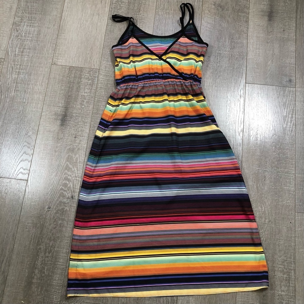 ATHLETA Colorful Multi Striped Havana Midi Dress Size S - Picture 3 of 9